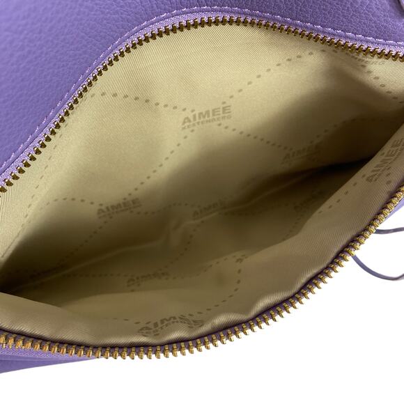 Aimee Kestenberg Leather Purple Double Strap Tote Gold Hardware Purse - Picture 8 of 16